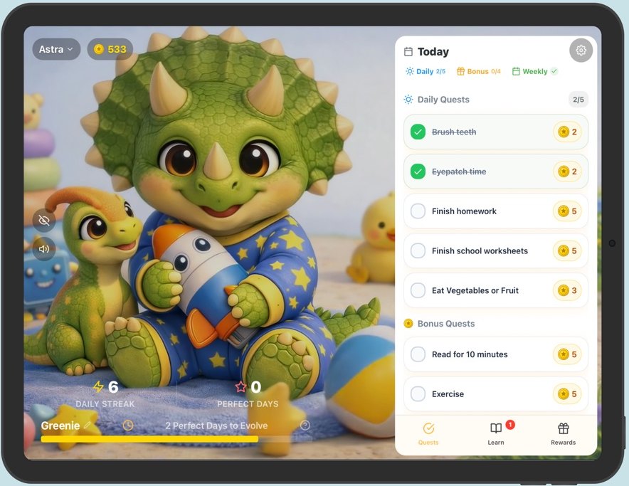 A screen from Questory on an iPad.