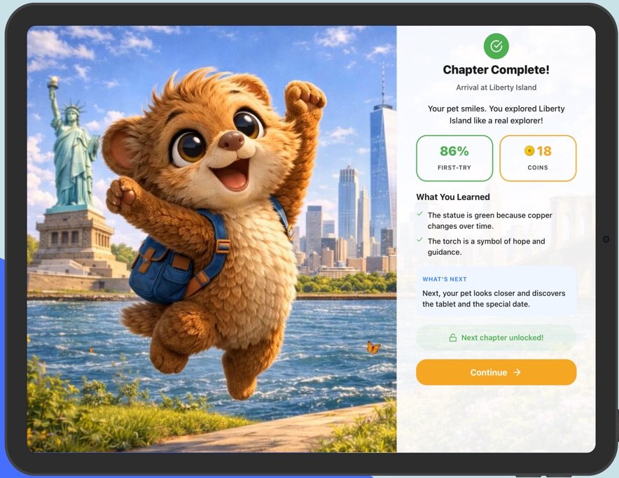 A screen from Questory on an iPad.